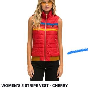 Aviator Nation Cherry Red Vest with Multicolor Stripes